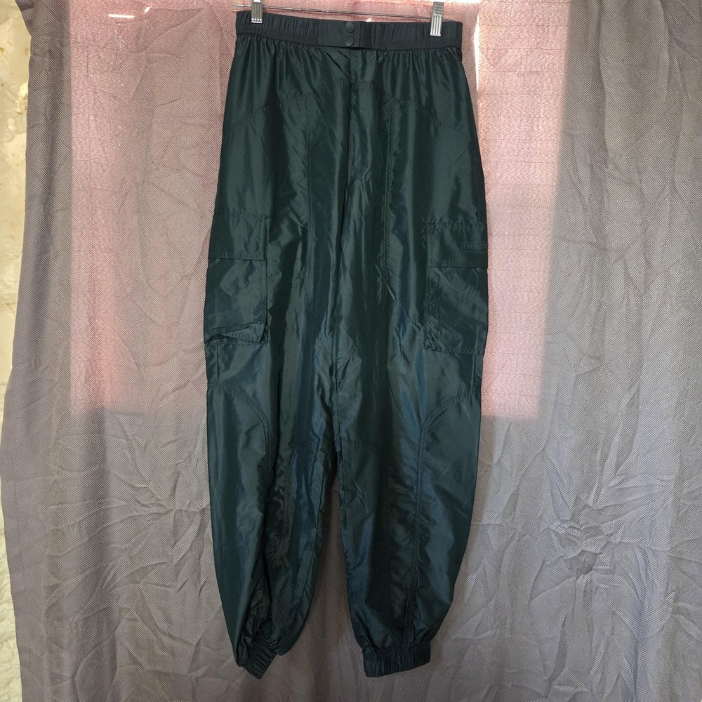 Fabletics Jogger Pants Mens Small Green Woven Elastic Waist Cargo Pockets Gym